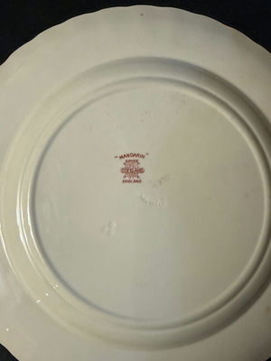 6 Red Transferware Landscape Plates with Plain Maker-Marked Plate - Image 1 of 2