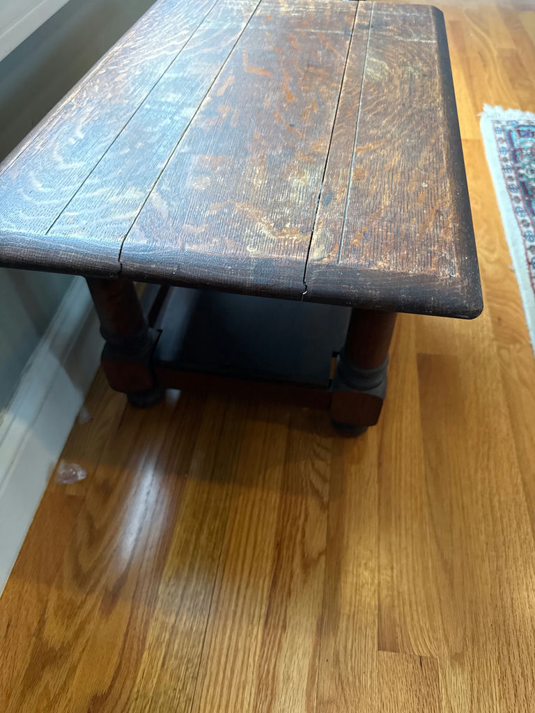 Rustic wooden end table with shelf - image 2 of 2