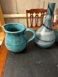 Turquoise ceramic vessels and seashell decorative plate - thumbnail 2 of 3