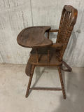 Antique wooden high chair with curved tray - thumbnail 2 of 2