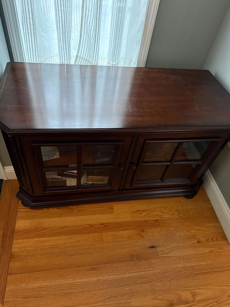 Dark Wood Cabinet with Glass Doors - image 2 of 2