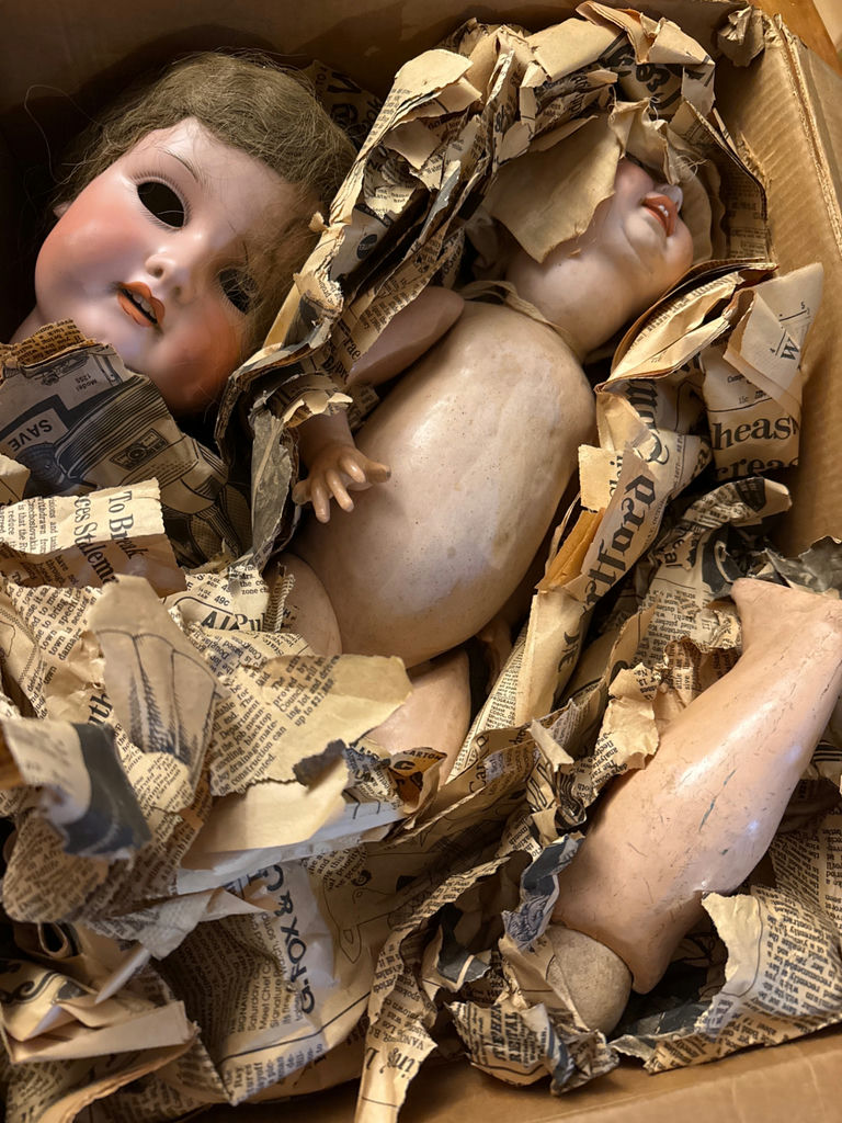Box with vintage doll parts  - image 2 of 3