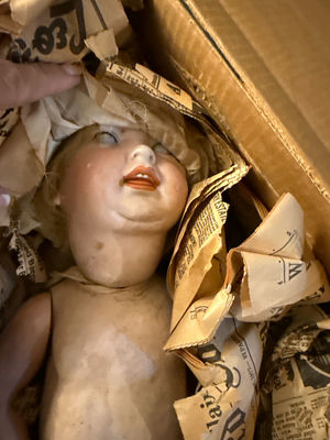 Box with vintage doll parts  - Image 1 of 3