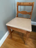 Distressed wooden chair with upholstered leather  seat - thumbnail 1 of 3