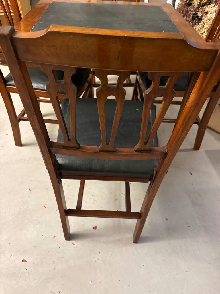 Dining table with leather-inset top and four chairs - image 3 of 4