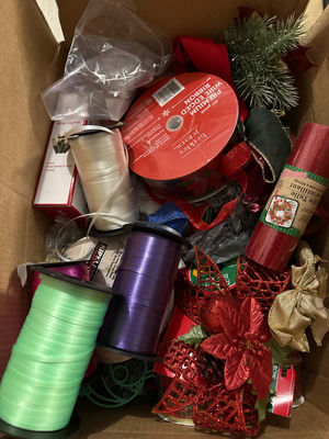 Assorted gift-wrapping ribbons, bows, and holiday embellishments - Image 1 of 3