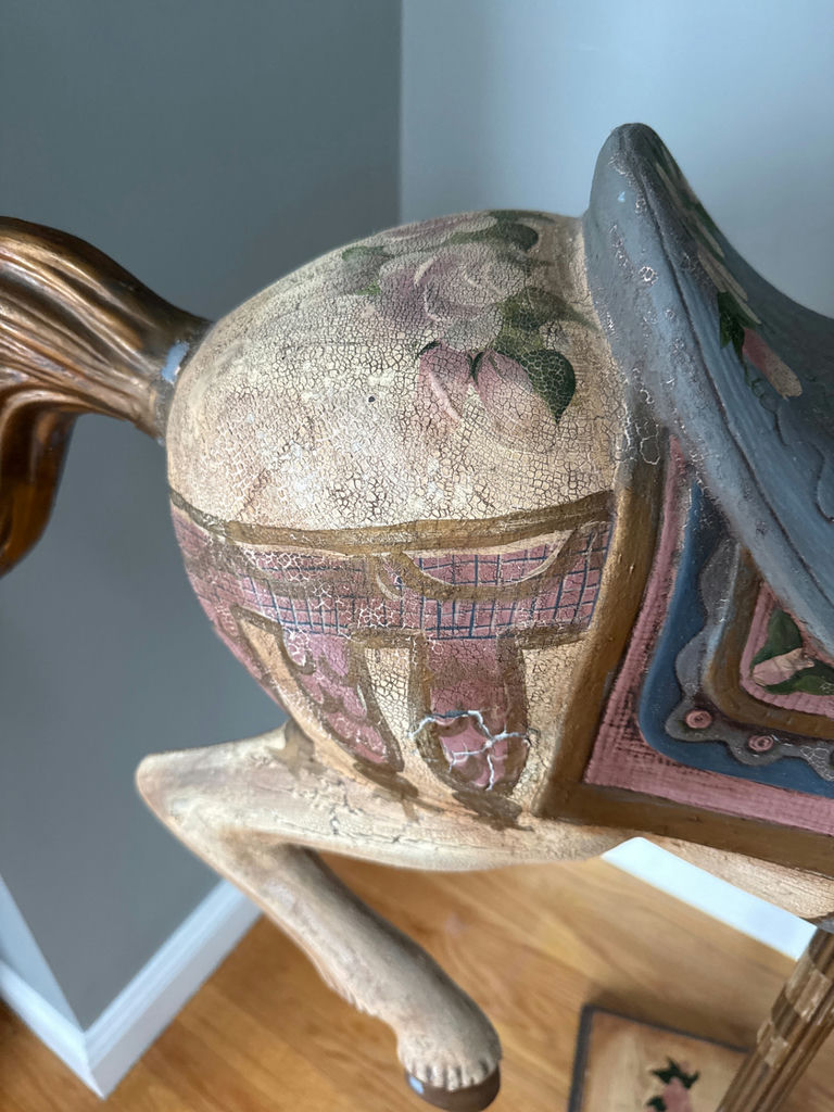 Vintage wooden carousel horse sculpture - image 5 of 5