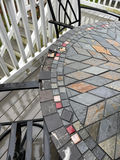 Round mosaic patio table with umbrella and metal chairs - thumbnail 3 of 4
