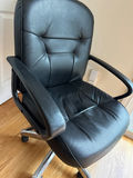 Black leather swivel office chair - thumbnail 2 of 3