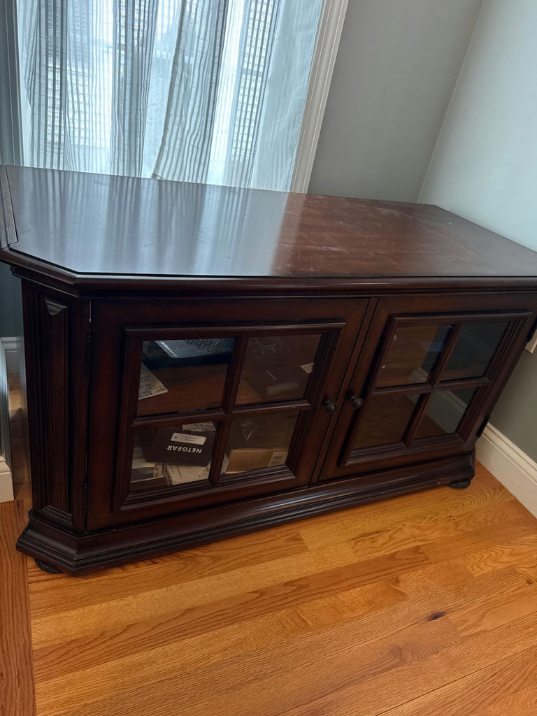 Dark Wood Cabinet with Glass Doors - image 1 of 2
