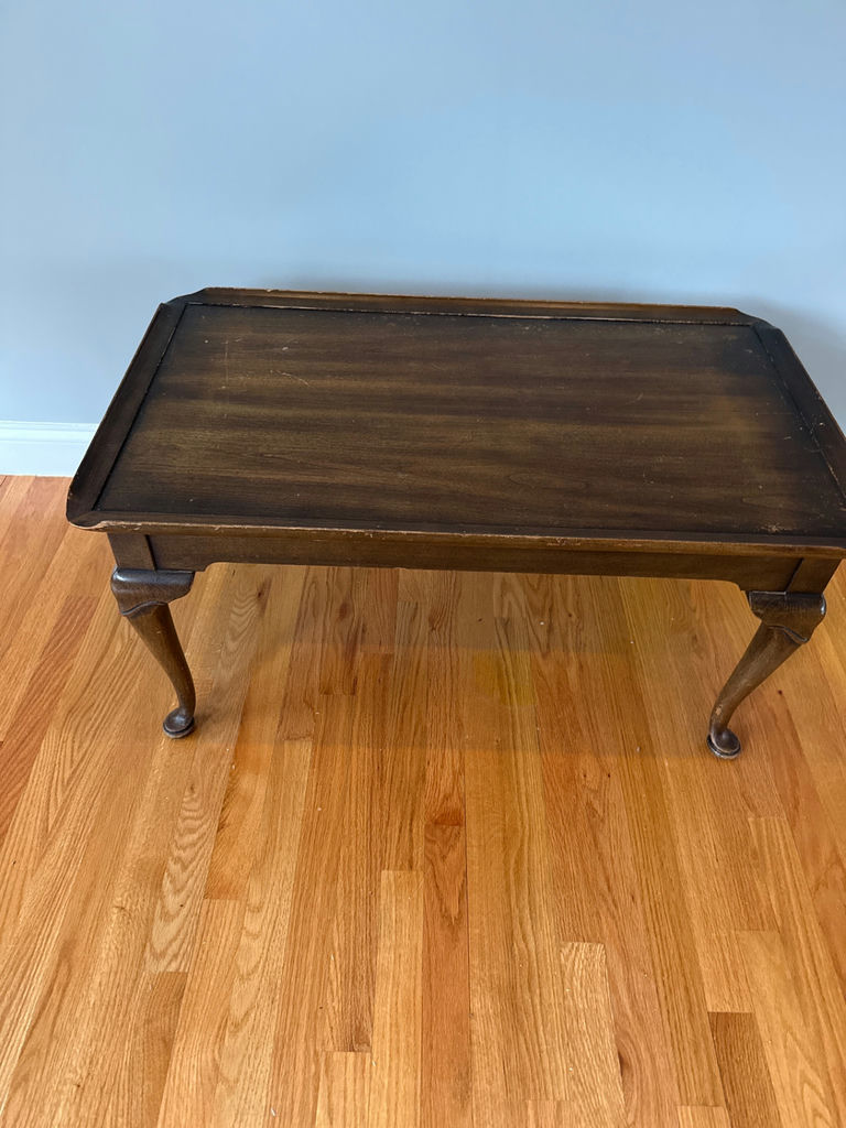 Dark wooden coffee table with cabriole legs - image 1 of 4
