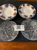 Floral ceramic bowls and crystal-cut glass bowls - thumbnail 1 of 3