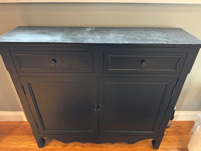 Black wooden cabinet with two drawers and two doors - Image 1 of 3