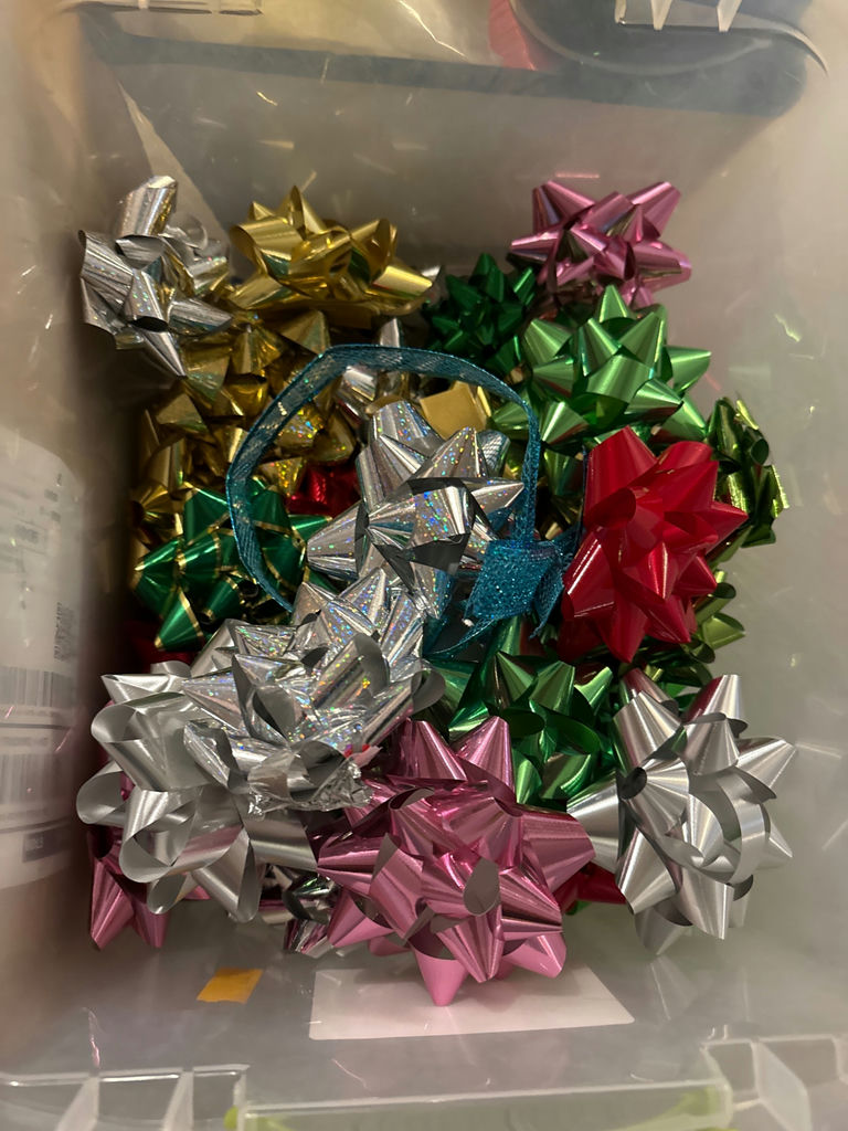 Assorted gift-wrapping ribbons, bows, and holiday embellishments - image 2 of 3