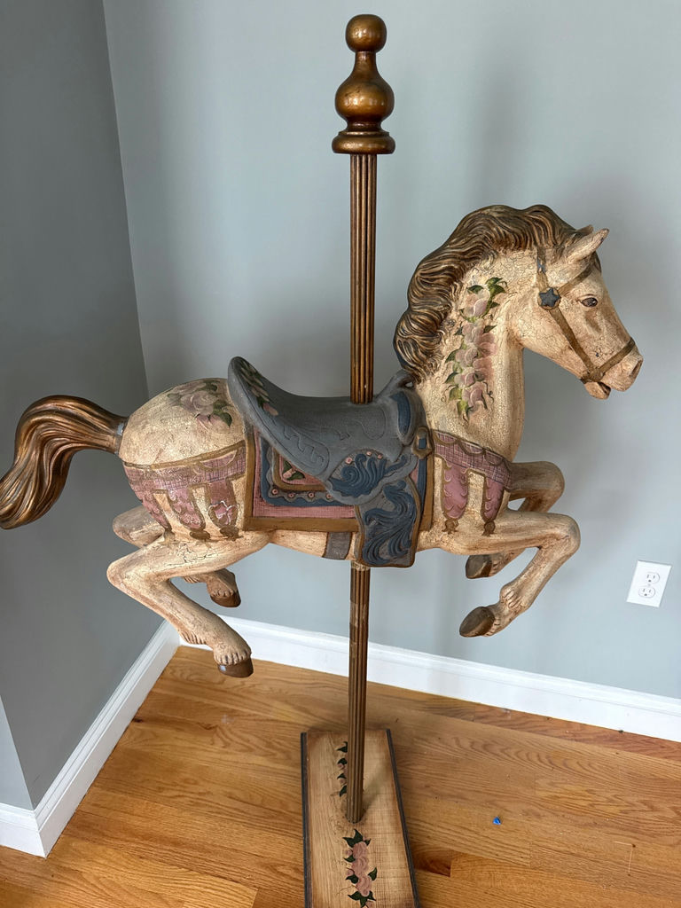 Vintage wooden carousel horse sculpture - image 4 of 5