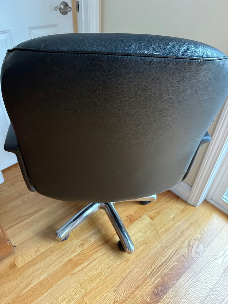 Black leather swivel office chair - image 3 of 3