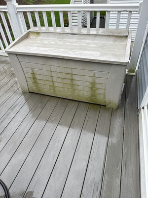 Gray weathered outdoor storage deck box - Image 1 of 1
