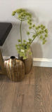 Upholstered Cube Ottoman, Decorative Vases with Greenery, and Table Lamp - thumbnail 2 of 3