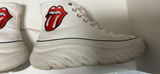 Sketchers designer series white canvas high-top sneakers with Rolling Stones red lips logo - thumbnail 2 of 6