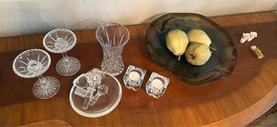 Waterford and Mikasa Crystal with candles and decorative bowl - Image 1 of 5