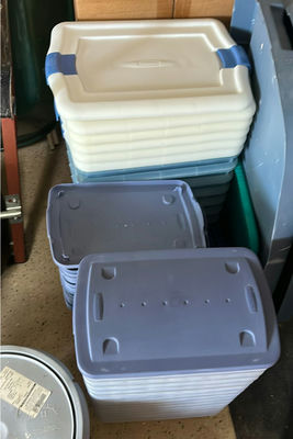 Assorted Plastic Storage Totes with Lids - Image 1 of 5