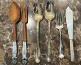 Vintage silver-plated flatware with wooden-handled utensils - thumbnail 1 of 5