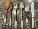 Vintage silver-plated flatware with wooden-handled utensils - thumbnail 2 of 5