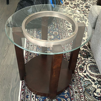 Round Glass-Top Side Table - Image 1 of 3