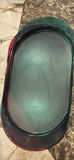 Antique Wood Silverware Storage Cabinet, Cookbooks, Metal Wine Rack, an Oval Christmas Plate, and Two Large Plastic Serving Trays - thumbnail 4 of 9
