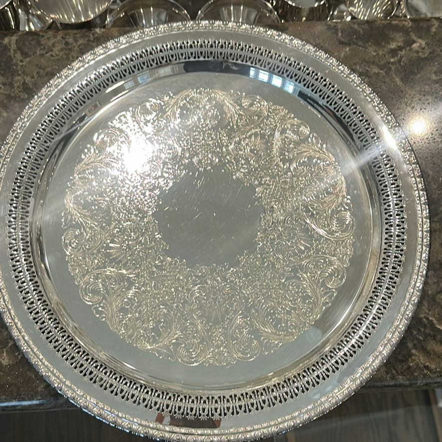 Matching Ornate Round Serving Trays - image 2 of 5
