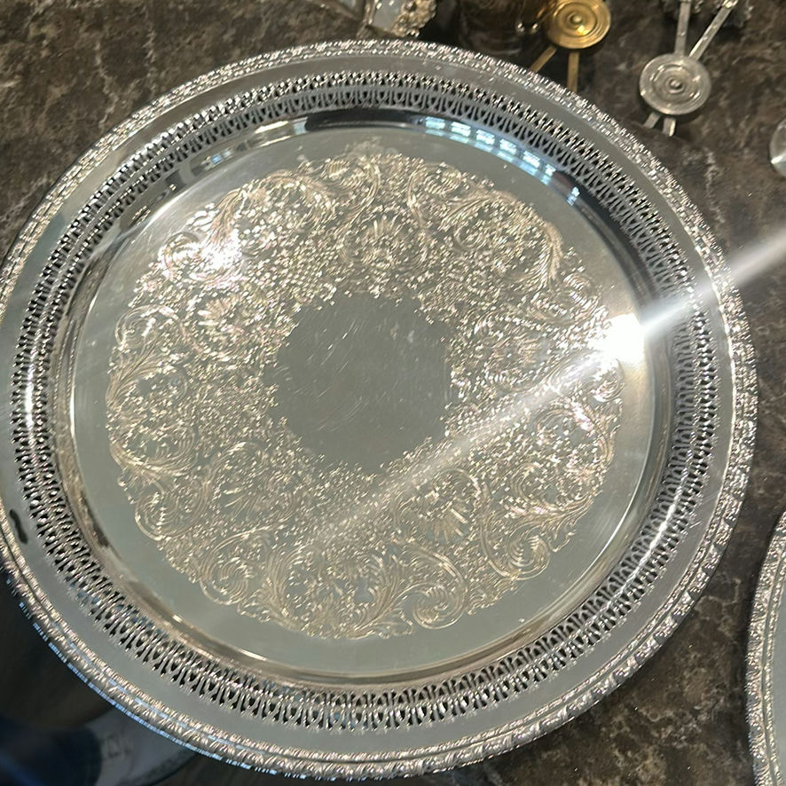 Matching Ornate Round Serving Trays - image 3 of 5