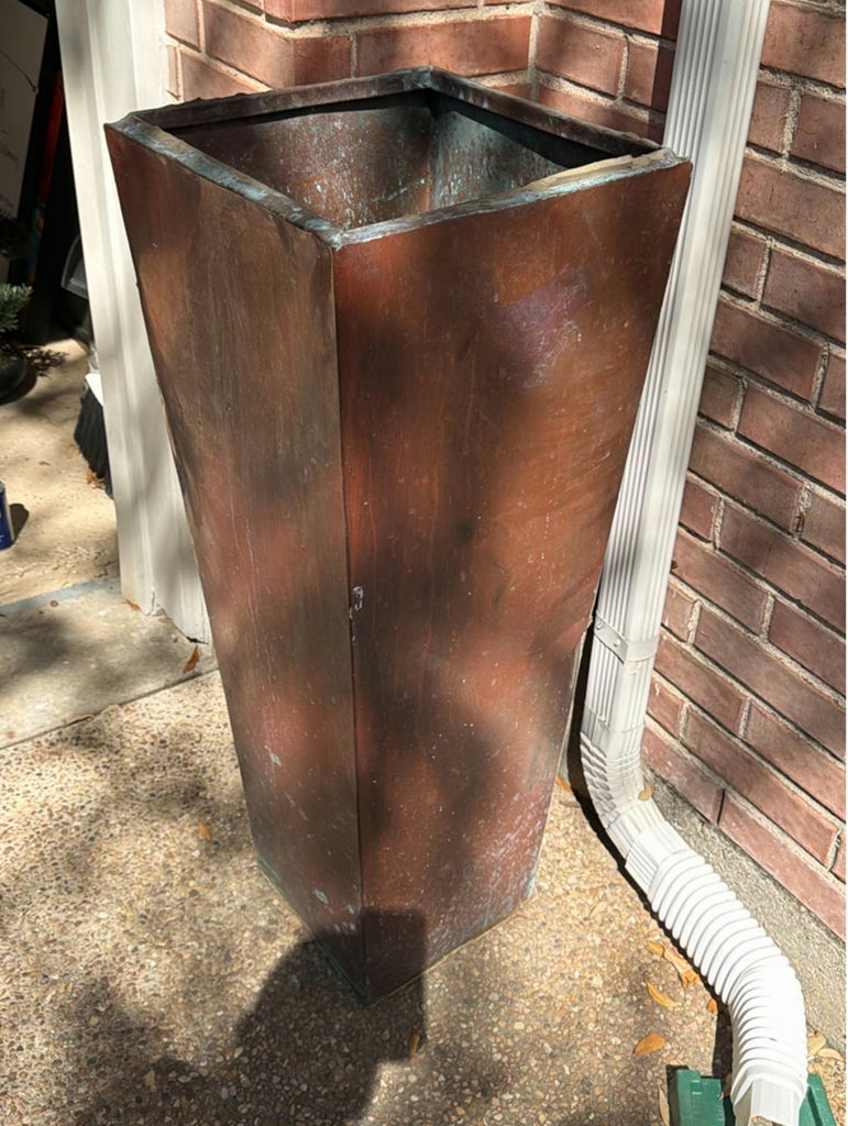 Two Tall Copper Metal Planters  - image 2 of 6