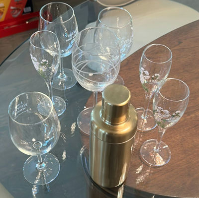 Assorted Wine and Champagne Glasses with Stainless Steel Cocktail Shaker - Image 1 of 8