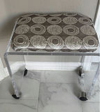 Clear acrylic stool with silver circular-patterned cushion and gold decorative sculptures - thumbnail 1 of 5