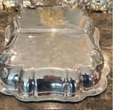 Silver-plated serving pieces including teapot, sugar dish, rectangular tray, and wire fruit basket - thumbnail 3 of 6