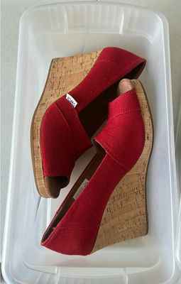 TOMS Red Wedge Heels and Dolce Vita Nude Block-Heel Sandals - Image 1 of 8