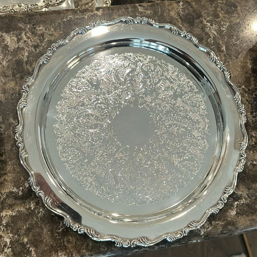 Assorted Silver-Toned Serving Trays and Platters - image 3 of 7
