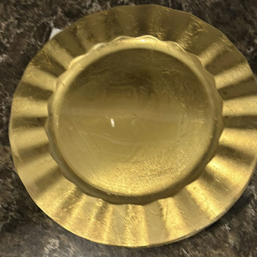 Decorative Glass Bowl, Gold Charger Plates, and Wooden Tray - image 2 of 5