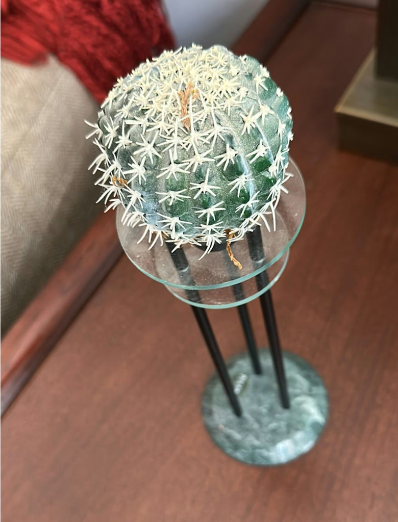 Decorative Faux Plants, Crystal Eagle Figurine, and Tabletop Stone Inlay Globe - image 2 of 4