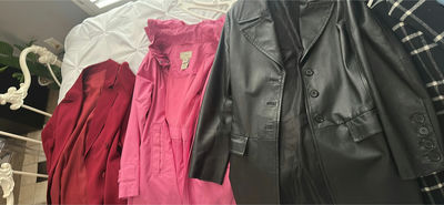 Red Blazer, Pink L.L.Bean Jacket, and Black Leather Jacket - Image 1 of 5