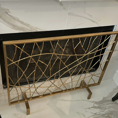 Gold-Tone Metal Fireplace Screen - Image 1 of 2
