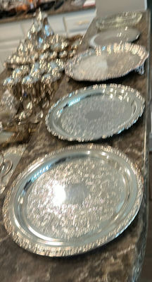 Assorted Silver-Toned Serving Trays and Platters - Image 1 of 7