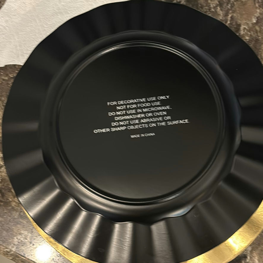 Decorative Glass Bowl, Gold Charger Plates, and Wooden Tray - image 3 of 5