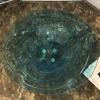 Decorative Glass Bowl, Gold Charger Plates, and Wooden Tray - Image 1 of 5