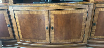 Large Solid Wood 4-Section Storage Cabinet with Paneled Doors and Shelves - Image 1 of 12