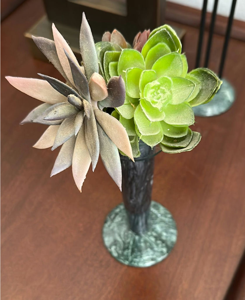 Decorative Faux Plants, Crystal Eagle Figurine, and Tabletop Stone Inlay Globe - image 1 of 4