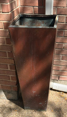 Two Tall Copper Metal Planters - Image 1 of 6