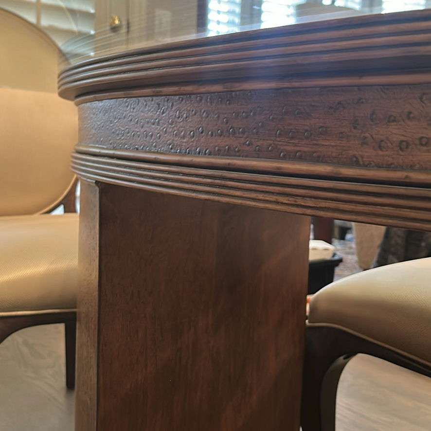 Oval Glass-Top Dining Table with Four Upholstered Wood-inlaid Chairs - image 4 of 5