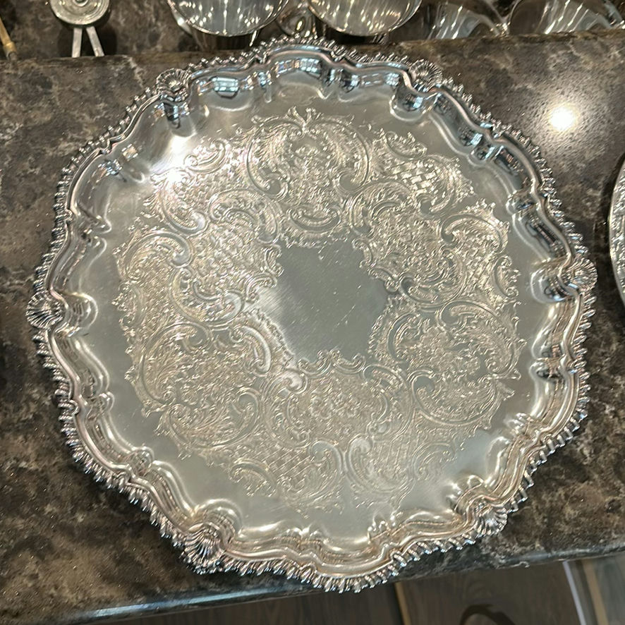 Assorted Silver-Toned Serving Trays and Platters - image 4 of 7
