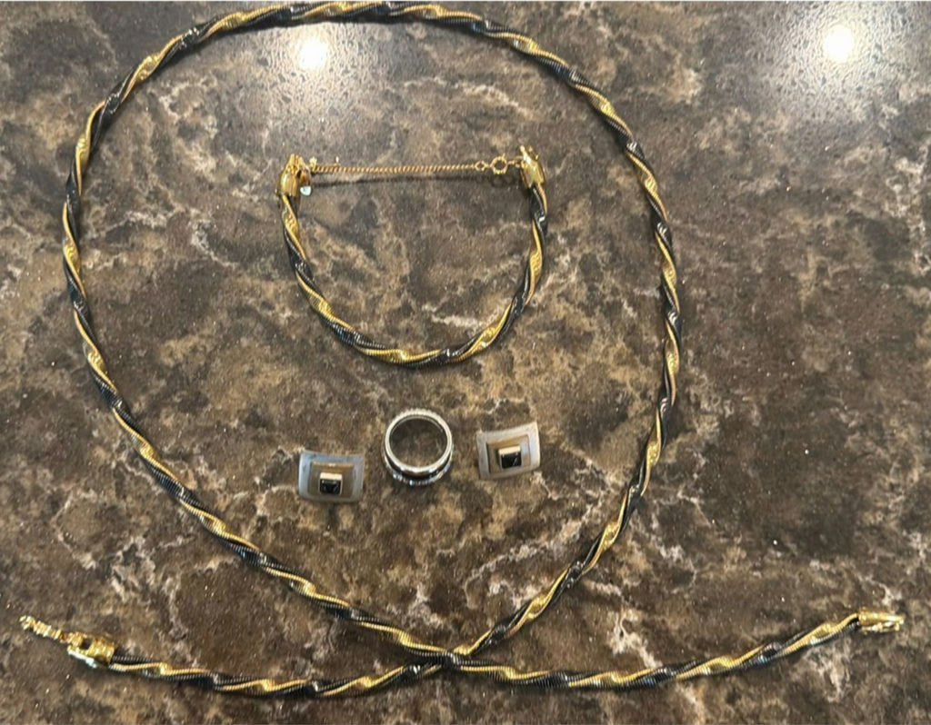 Two-tone jewelry set: necklace, bracelet, earrings and Brighton ring. - image 1 of 5